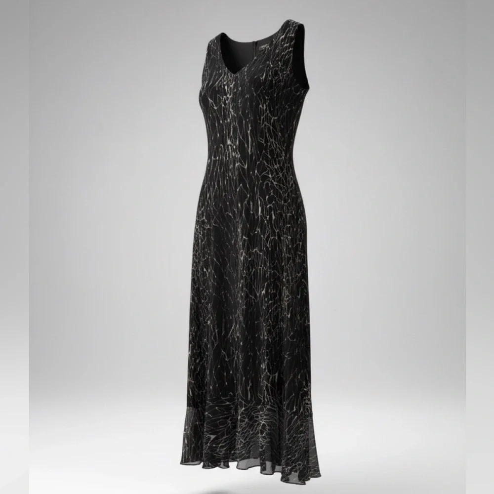 Dana Buchman 100% Silk
Elegant Black Sleeveless Maxi Dress Size-6 - Picture 3 of 6